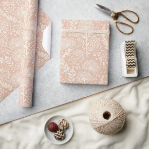 Papier Cadeau Pissenlit doux Neutre - Abricot Chaud