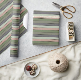 Papier Cadeau Pistachio Coquille verte Pêche pourpre rayures