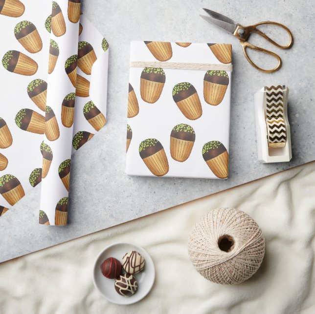 Papier Cadeau Pistachio Madeleines Pâtisseries françaises Pâtiss (Artisanat)