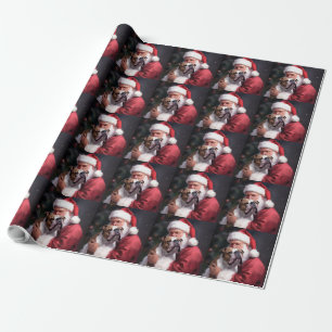Papier Cadeau Pitbull avec Noël Festif du Père Noël
