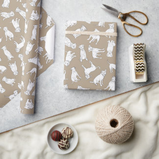 Papier Cadeau Pitbull Confetti tan taupe rouleau de