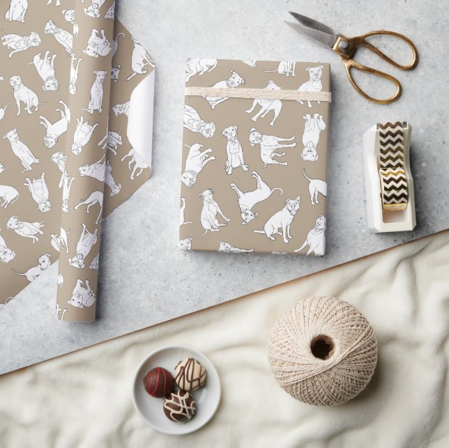 Papier Cadeau Pitbull Confetti tan taupe rouleau de (Artisanat)