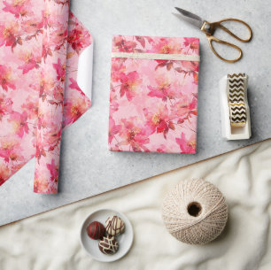 Papier Cadeau pivoines roses abstraites