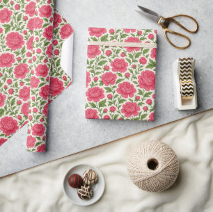 Papier Cadeau Pivoines Roses Luxuriantes Esthétiques Florales