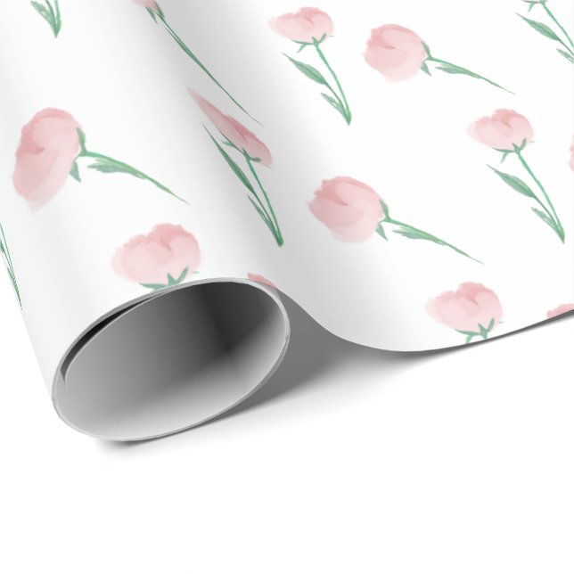 Papier Cadeau Pivoines s'il vous plaît rose prépa chic (Coin rond)