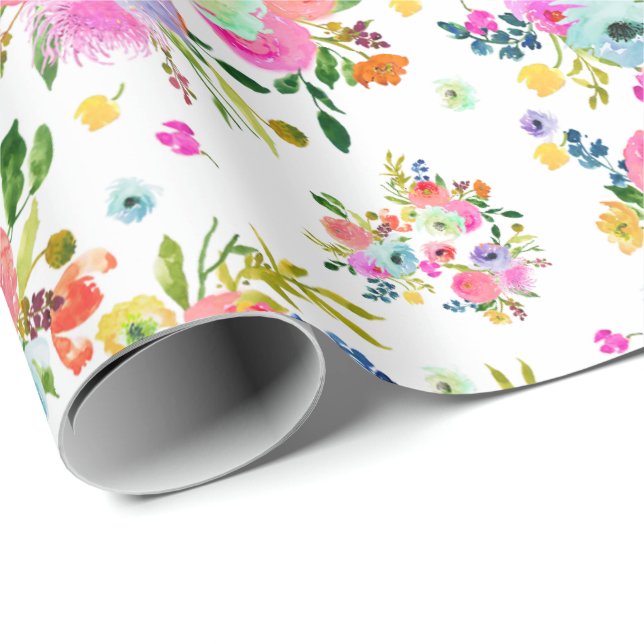 Papier Cadeau Pix-Dezines Aquarelle Ranunculus| DO-IT-YOURSELF a (Coin rond)