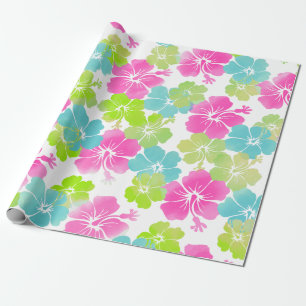 Papier Cadeau PixDezines rétro hibiscus