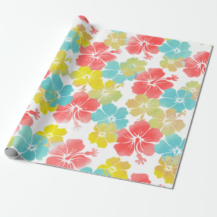 Papier Cadeau PixDezines rétro hibiscus