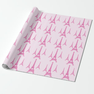 Papier Cadeau PixDezines tours Eiffel/rose vif/fond diy