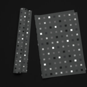 Papier Cadeau Pixel en gris noir Motif sans couture