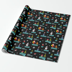 Papier Cadeau Pixellit Joyeux Motif de Noël - Design rétro