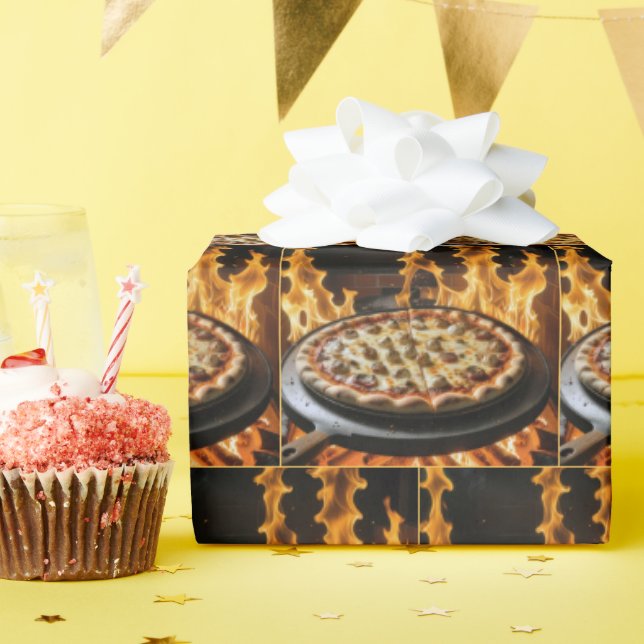 Papier Cadeau Pizza à feu de bois (Fête d'anniversaire)