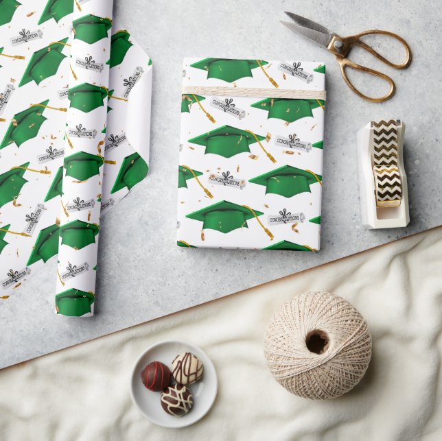 Papier Cadeau Plafonds de diplômes verts avec diplômes (Artisanat)