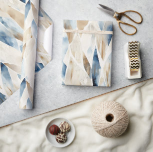 Papier Cadeau Plage Abstraite de crème bleue