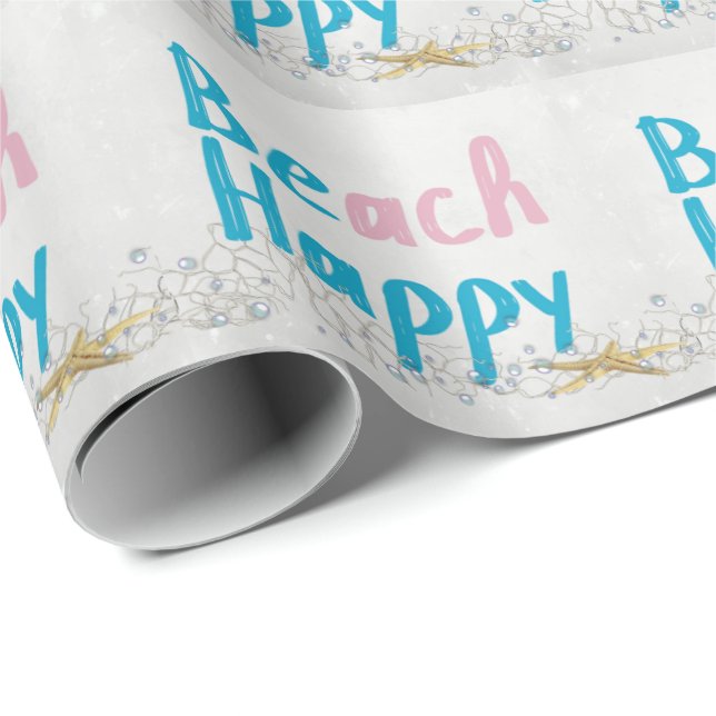 Papier Cadeau Plage Bonne étoile de mer et filet (Coin rond)