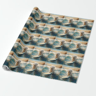 Papier Cadeau Plage de Coton De Tulear Peinture de surf