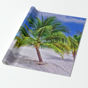 Papier Cadeau Plage de l'île tropicale de Palm Tree