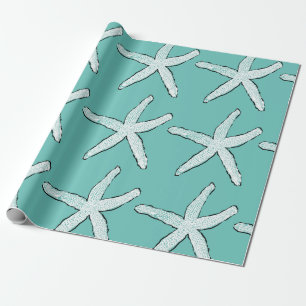 Papier Cadeau Plage de Motif d'étoiles de mer Côte Turquoise Noë