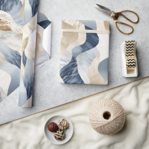 Papier Cadeau Plage des vagues Abstraites de crème bleue