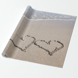 Papier Cadeau Plage Enveloppement Papier Sable Coeurs Plage Mari