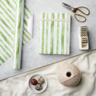 Papier Cadeau Plage Green White Stripes Anniversaire