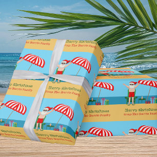 Papier Cadeau Plage Noël Été Père Noël Cute Custom