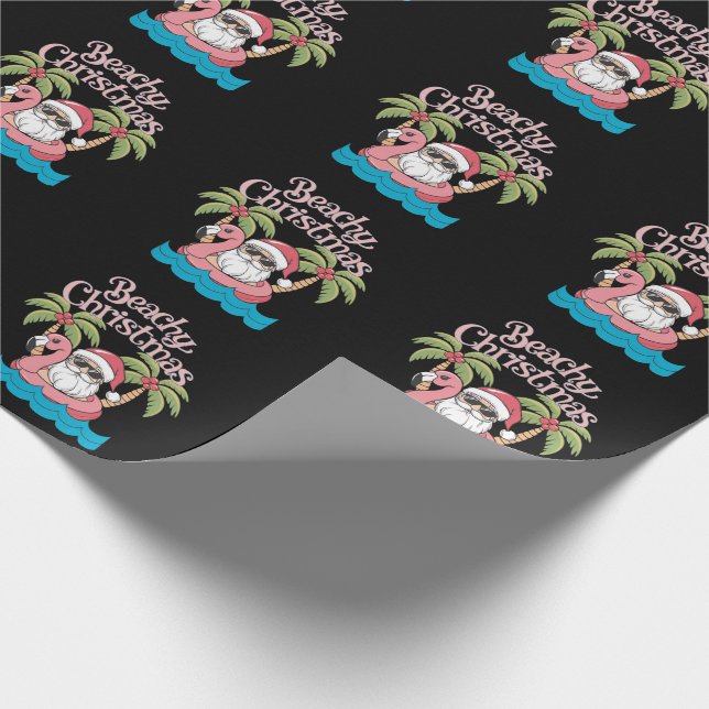 Papier Cadeau Plage Noël Tropical Vacances Père Noël Beach (Coin)