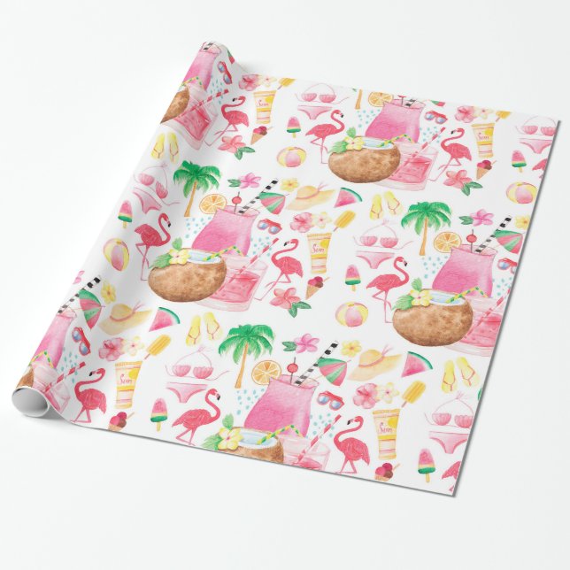 Papier Cadeau Plage tropicale estivale (Déroulé)