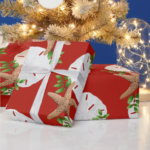 Papier Cadeau Plage Wreath Grand Motif Noël