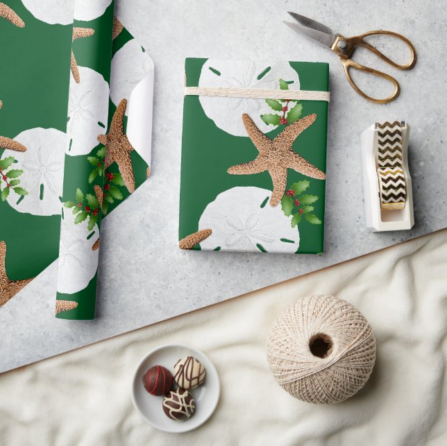 Papier Cadeau Plage Wreath Grand Motif Noël (Artisanat)