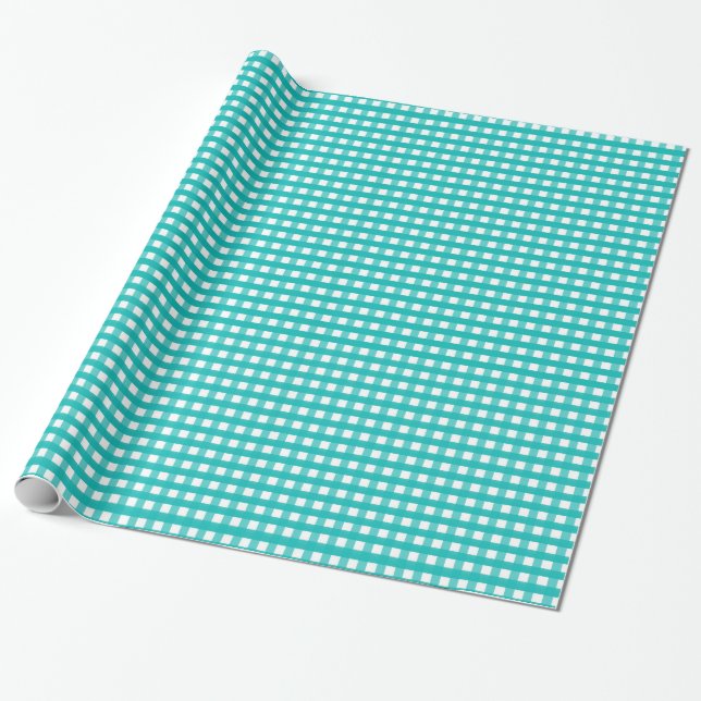 Papier Cadeau Plaid bleu Aqua (Déroulé)