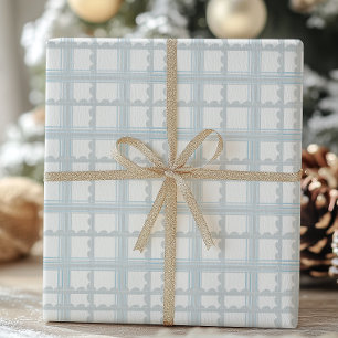 Papier Cadeau Plaid bleu clair et blanc