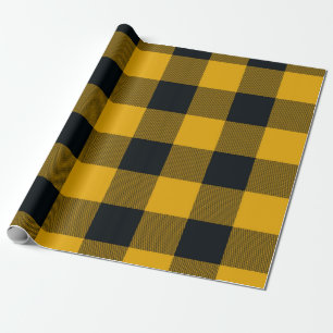 Papier Cadeau Plaid Checkered jaune et noir de Buffalo de carrés