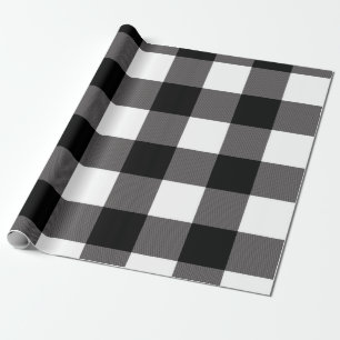 Papier Cadeau Plaid Checkered noir et blanc de Buffalo de carrés