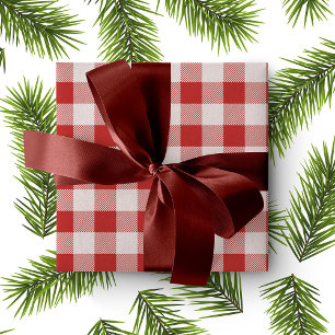 Papier Cadeau Plaid de buffle blanc et rouge