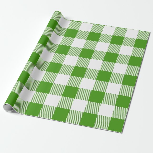 Papier Cadeau Plaid de buffle vert et blanc (Déroulé)