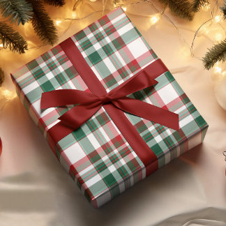 Papier Cadeau Plaid de Noël Rouge et Vert