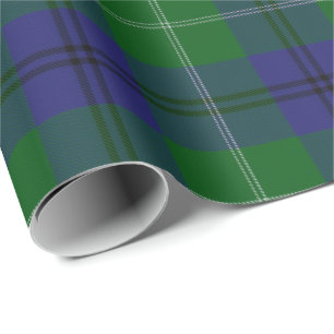 Papier Cadeau Plaid de tartan bleu d'Oliphant de clan et vert