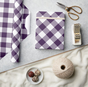 Papier Cadeau Plaid diagonale violet et blanc de buffle