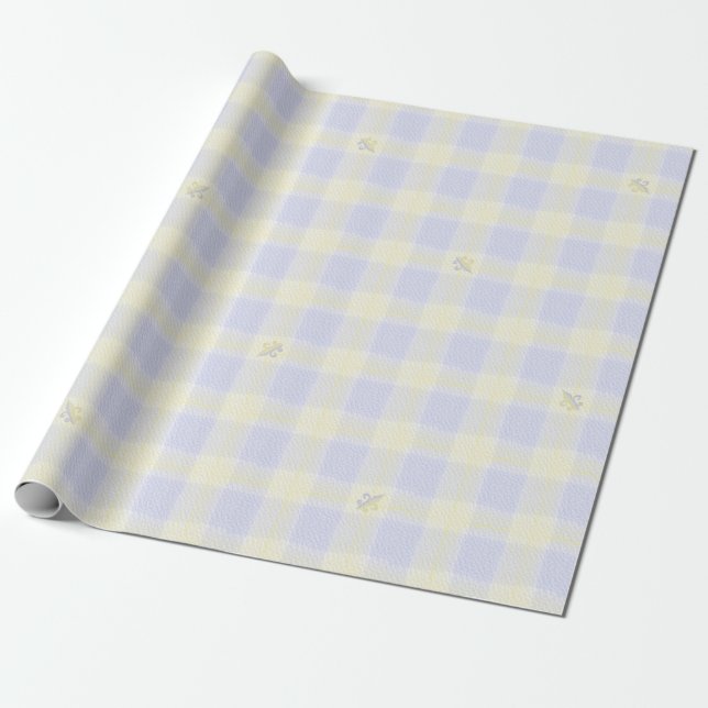 Papier Cadeau Plaid français avec Fleur de Lis (Déroulé)
