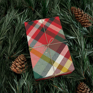 Papier Cadeau Plaid Red Check Élégante ferme