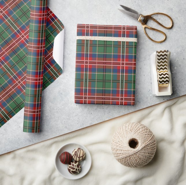 Papier Cadeau Plaid Red Green Noël vacances Rustic Tartan (Artisanat)