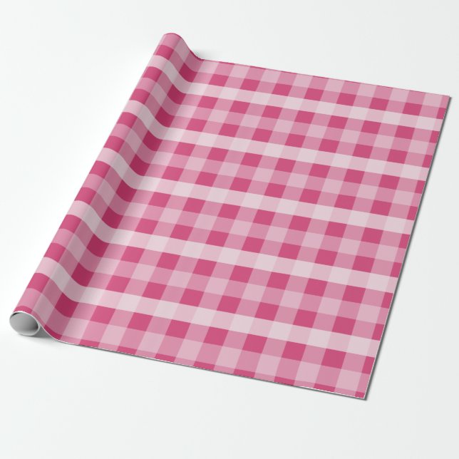 Papier Cadeau Plaid rose (Déroulé)