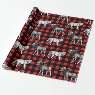 Papier Cadeau Plaid rustique de Buffalo de loups et d'orignaux
