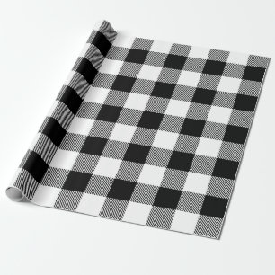 Papier Cadeau Plaid rustique noir et blanc à la mode