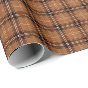 Papier Cadeau Plaid rustique orange et Brown