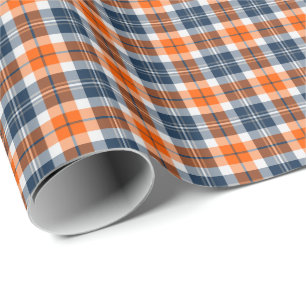 Papier Cadeau Plaid sportif orange et bleu