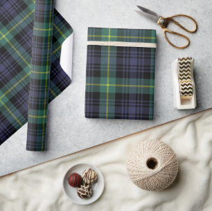 Papier Cadeau Plaid traditionnel violet vert noir