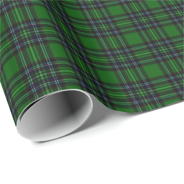 Papier Cadeau Plaid vert et noir (Coin rond)