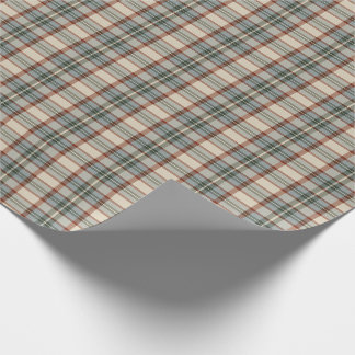 Papier Cadeau Plaid Vintage Rustique Vert Sauge Crème Tartan